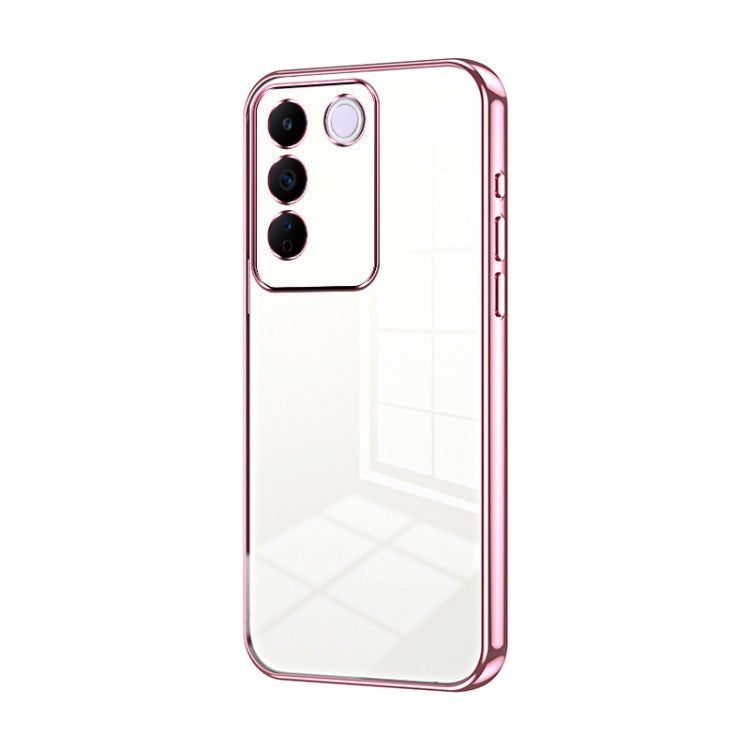 For vivo S16e / V27e Transparent Plating Fine Hole Phone Case(Pink) - vivo Cases by PMC TechLife | Online Shopping South Africa | PMC TechLife
