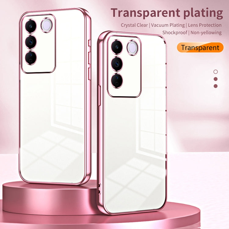 For vivo S16e / V27e Transparent Plating Fine Hole Phone Case(Pink) - vivo Cases by PMC TechLife | Online Shopping South Africa | PMC TechLife