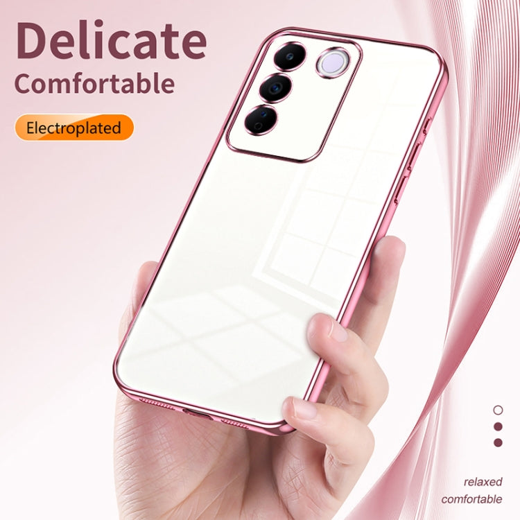 For vivo S16e / V27e Transparent Plating Fine Hole Phone Case(Pink) - vivo Cases by PMC TechLife | Online Shopping South Africa | PMC TechLife
