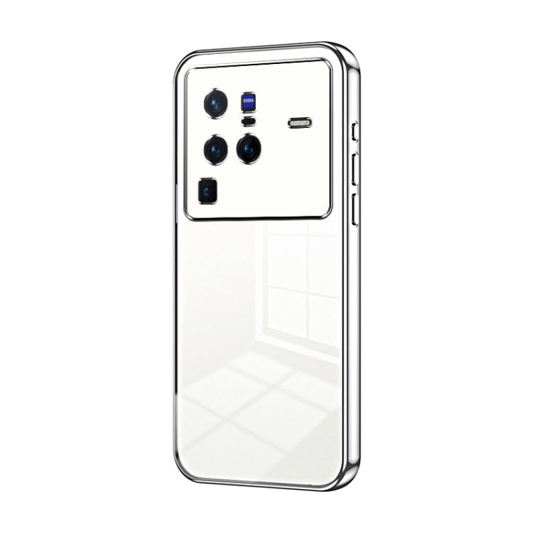 For vivo X80 Pro Transparent Plating Fine Hole Phone Case(Silver) - vivo Cases by PMC Jewellery | Online Shopping South Africa | PMC Jewellery