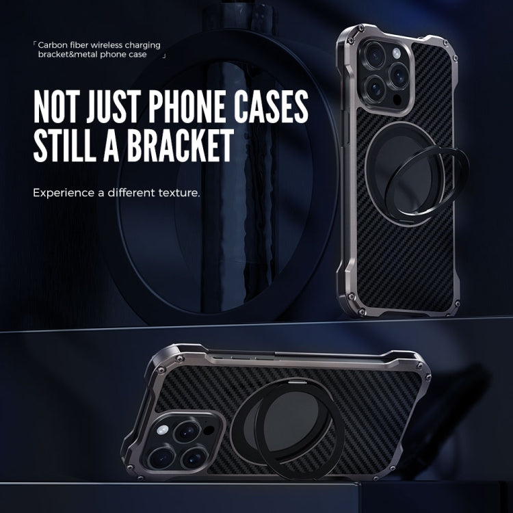 For iPhone 13 R-JUST RJ51-1 Hollow Rotating Holder MagSafe Magnetic Metal Phone Case(Silver Grey) - free shipping - PMC TechLife - Order now!