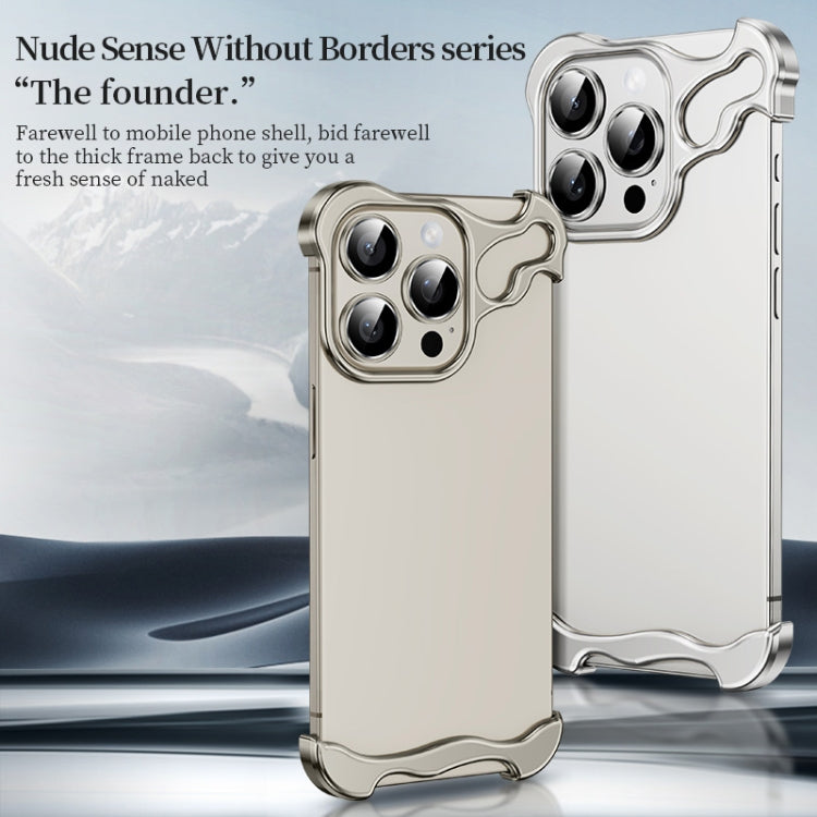 For iPhone 14 Pro Max Frameless Metal Corner Pad Phone Case with Lens Film(White) - iPhone 14 Pro Max Cases by PMC TechLife | Online Shopping South Africa | PMC TechLife