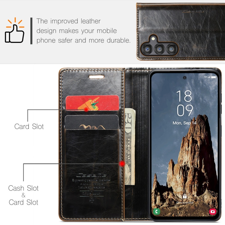 For Samsung Galaxy A35 5G CaseMe 003 Crazy Horse Texture Flip Leather Phone Case(Coffee) - Galaxy Phone Cases by CaseMe | Online Shopping South Africa | PMC Jewellery | Buy Now Pay Later Mobicred