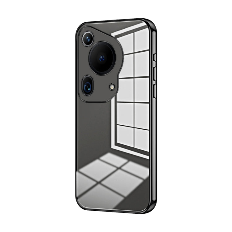 For Huawei Pura 70 Ultra Transparent Plating Fine Hole Phone Case(Black) - Huawei Cases by PMC TechLife | Online Shopping South Africa | PMC TechLife