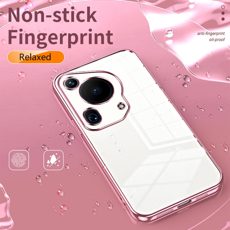 For Huawei Pura 70 Ultra Transparent Plating Fine Hole Phone Case(Black) - Huawei Cases by PMC TechLife | Online Shopping South Africa | PMC TechLife
