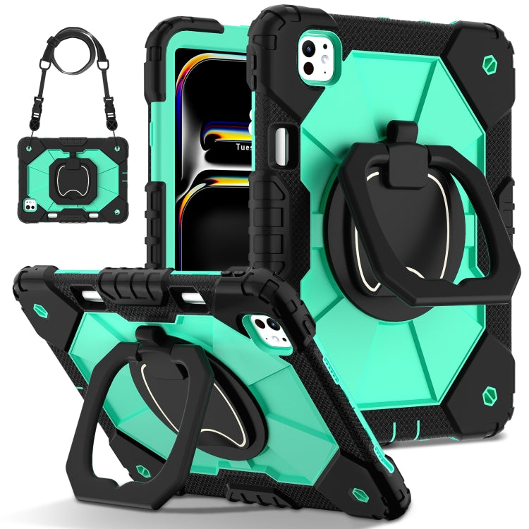 For iPad Pro 11 2024 Contrast Color Robot Silicone Hybrid PC Tablet Case(Black Mint Green) - iPad Pro 11 2024 Cases by PMC TechLife | Online Shopping South Africa | PMC TechLife | Buy Now Pay Later Mobicred