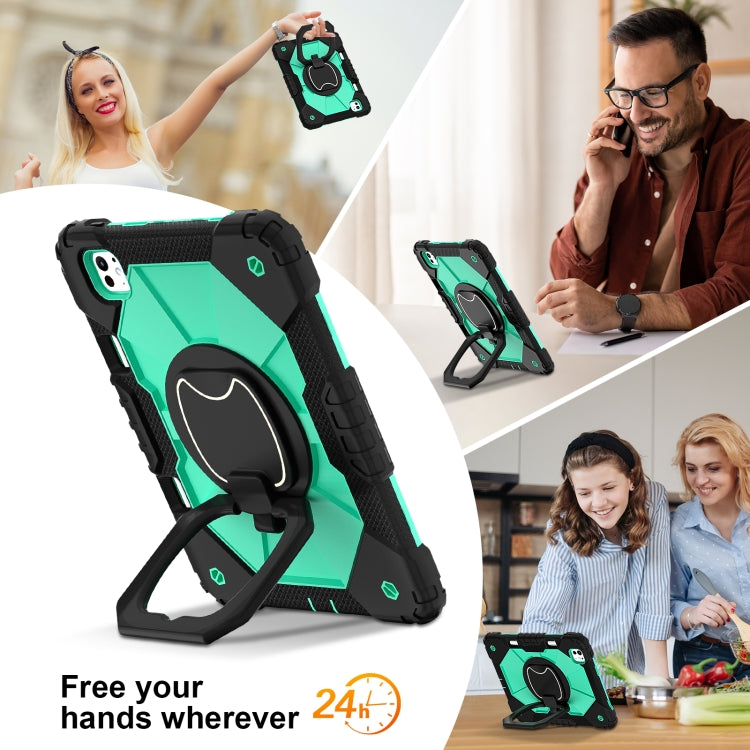 For iPad Pro 11 2024 Contrast Color Robot Silicone Hybrid PC Tablet Case(Black Mint Green) - iPad Pro 11 2024 Cases by PMC TechLife | Online Shopping South Africa | PMC TechLife | Buy Now Pay Later Mobicred