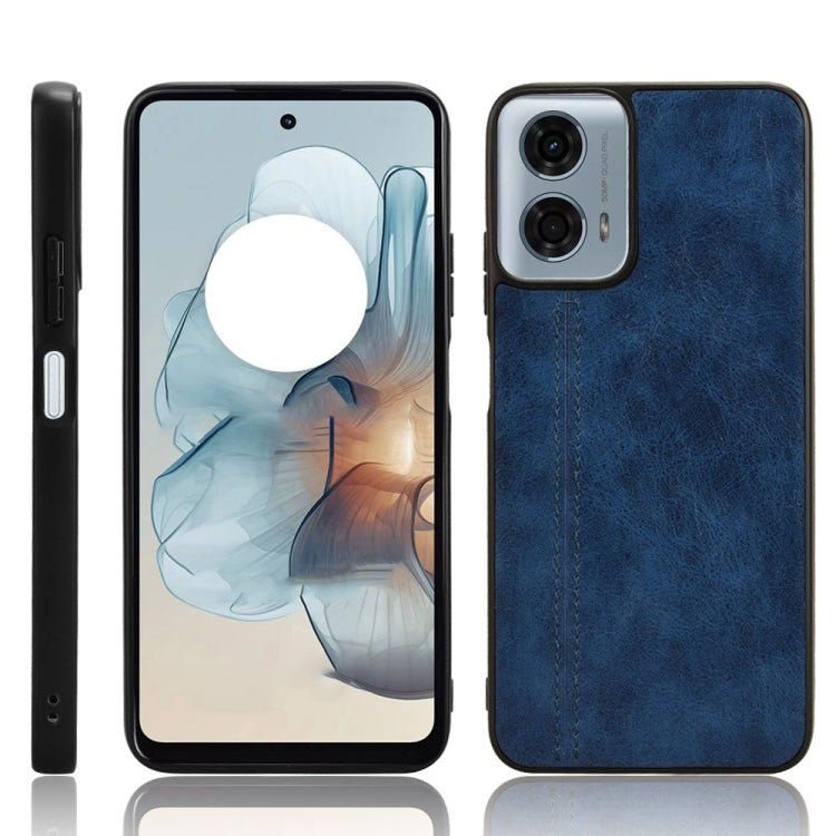 For Motorola Moto G Power 5G 2024 Cow Pattern Sewing Back Cover Phone Case(Blue) - Motorola Cases by PMC Jewellery | Online Shopping South Africa | PMC Jewellery | Buy Now Pay Later Mobicred