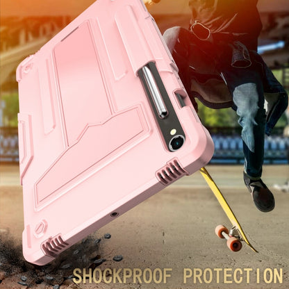 For Samsung Galaxy Tab S9 FE / S9 T Holder Robot Silicone Hybrid PC Tablet Case(Rose Gold) - Galaxy Tab S9 Cases by PMC Jewellery | Online Shopping South Africa | PMC Jewellery | Buy Now Pay Later Mobicred