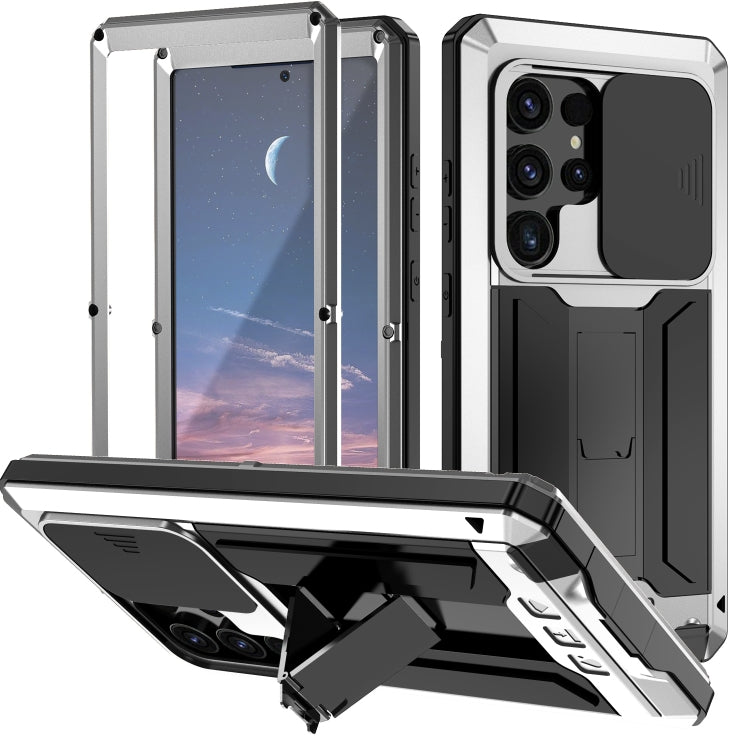 For Samsung Galaxy S24 Ultra 5G R-JUST Sliding Camera Life Waterproof Holder Phone Case(Silver) - Galaxy S24 Ultra 5G Cases by R-JUST | Online Shopping South Africa | PMC TechLife | Buy Now Pay Later Mobicred
