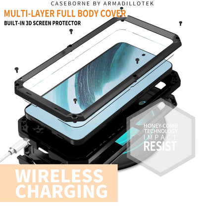 For Samsung Galaxy S24+ 5G R-JUST Sliding Camera Life Waterproof Holder Phone Case(Black) - Galaxy S24+ 5G Cases by R-JUST | Online Shopping South Africa | PMC Jewellery