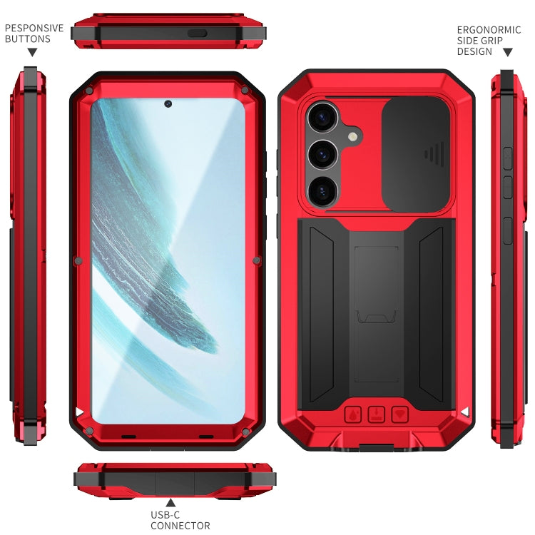 For Samsung Galaxy S24+ 5G R-JUST Sliding Camera Life Waterproof Holder Phone Case(Red) - free shipping - PMC TechLife - Order now!