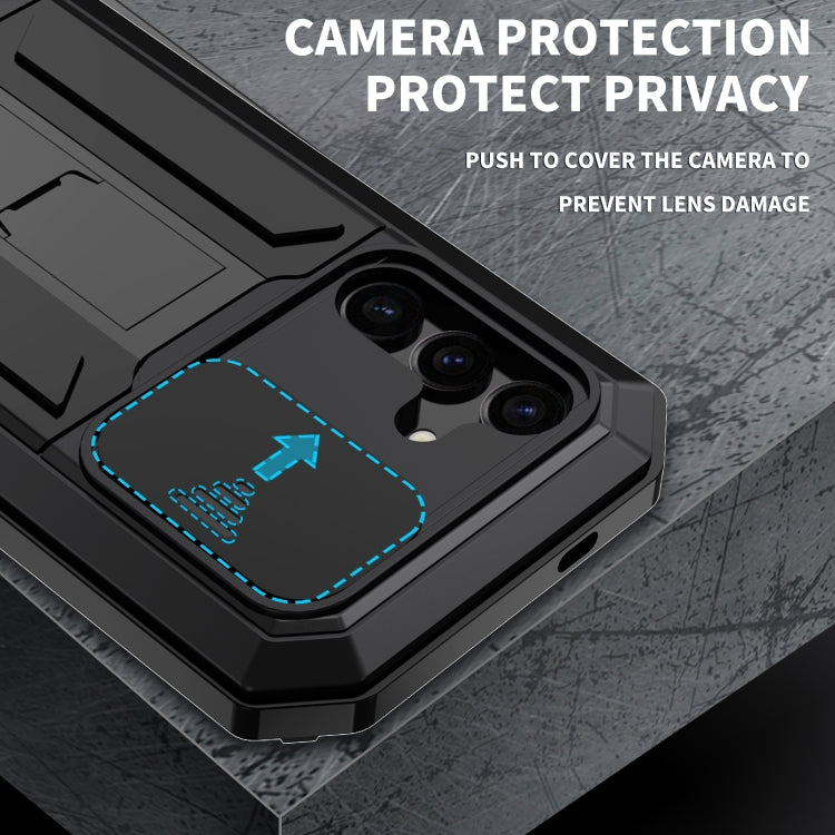 For Samsung Galaxy S24 5G R-JUST Sliding Camera Life Waterproof Holder Phone Case(Black) - free shipping - PMC TechLife - Order now!