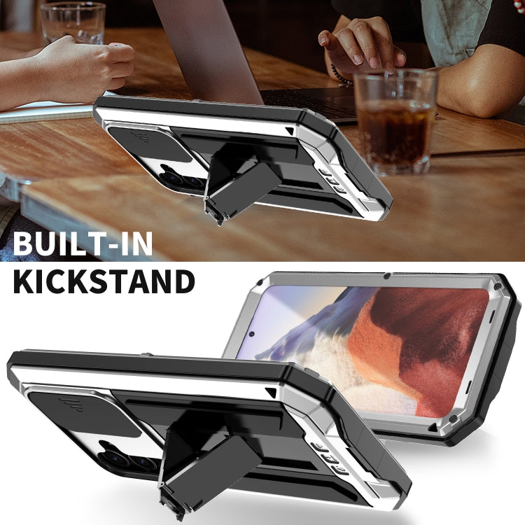 For Samsung Galaxy S24 5G R-JUST Sliding Camera Life Waterproof Holder Phone Case(Silver) - free shipping - PMC TechLife - Order now!