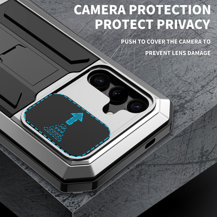 For Samsung Galaxy S24 5G R-JUST Sliding Camera Life Waterproof Holder Phone Case(Silver) - free shipping - PMC TechLife - Order now!