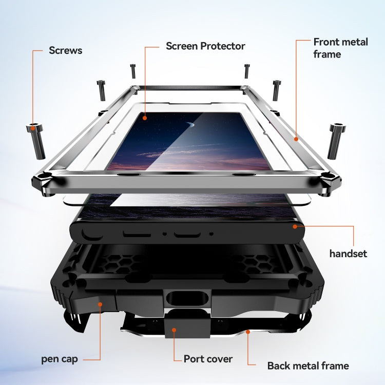 For Samsung Galaxy S24 Ultra 5G R-JUST Life Waterproof Dustproof Shockproof Holder Phone Case(Silver) - Galaxy S24 Ultra 5G Cases by R-JUST | Online Shopping South Africa | PMC Jewellery