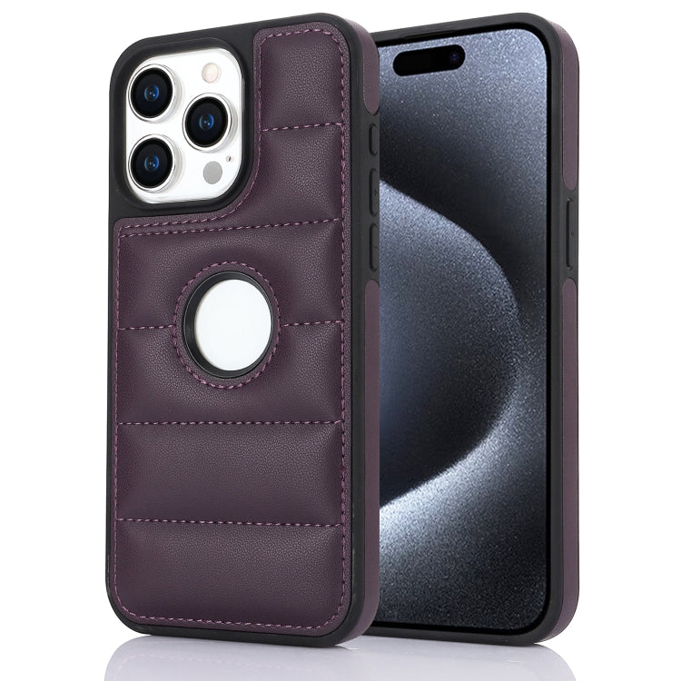 For iPhone 15 Pro Max Piano Key Hollow Cutout PU Phone Case(Dark Purple) - iPhone 15 Pro Max Cases by PMC TechLife | Online Shopping South Africa | PMC TechLife | Buy Now Pay Later Mobicred