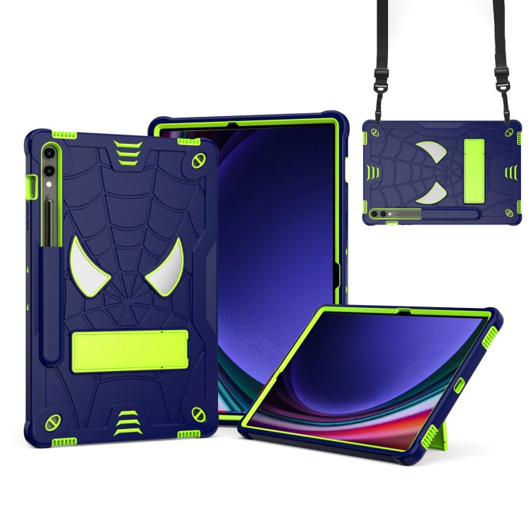 For Samsung Galaxy Tab S9 FE+ / S9+ Fold-Holder Spider Silicone Hybrid PC Tablet Case(Navy Yellow Green) - Galaxy Tab S9+ Cases by PMC Jewellery | Online Shopping South Africa | PMC Jewellery | Buy Now Pay Later Mobicred