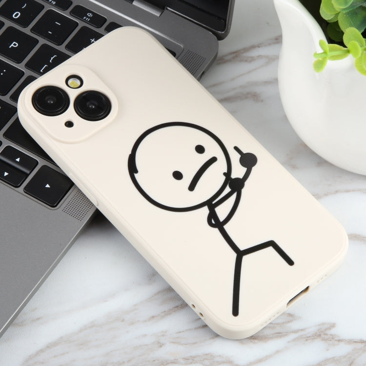 For iPhone 6s / 6 Stickman Pattern Liquid Silicone Phone Case(White) - More iPhone Cases by PMC TechLife | Online Shopping South Africa | PMC TechLife | Buy Now Pay Later Mobicred