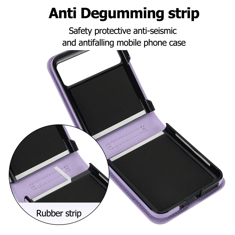 For Motorola Razr 40 Rhombic Texture Phone Case with Long & Short Lanyard(Light Purple) - Motorola Cases by PMC TechLife | Online Shopping South Africa | PMC TechLife | Buy Now Pay Later Mobicred