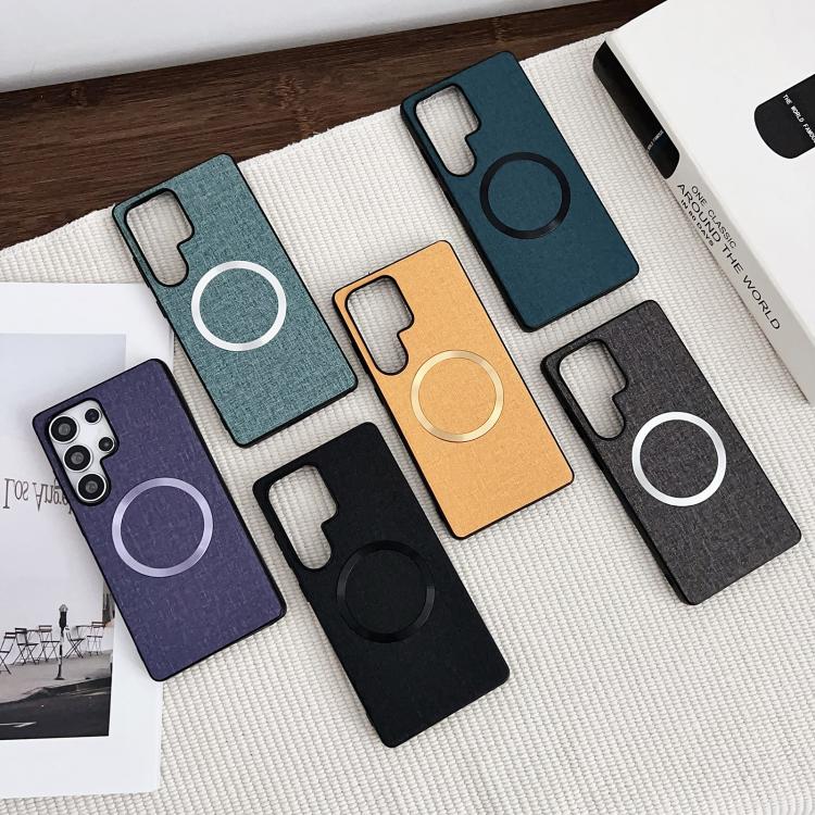 For Samsung Galaxy S25 Ultra 5G Magsafe Magnetic Ring Cloth Texture Phone Case(Orange) - Galaxy S25 Ultra 5G Cases by PMC TechLife | Online Shopping South Africa | PMC TechLife | Buy Now Pay Later Mobicred