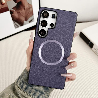 For Samsung Galaxy S25 Ultra 5G Magsafe Magnetic Ring Cloth Texture Phone Case(Purple) - Galaxy S25 Ultra 5G Cases by PMC Jewellery | Online Shopping South Africa | PMC Jewellery | Buy Now Pay Later Mobicred