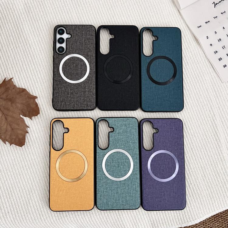 For Samsung Galaxy S25+ 5G Magsafe Magnetic Ring Cloth Texture Phone Case(Grey) - Galaxy S25+ 5G Cases by PMC TechLife | Online Shopping South Africa | PMC TechLife | Buy Now Pay Later Mobicred