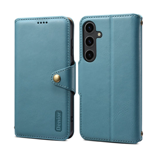 For Samsung Galaxy S24+ 5G Denior Cowhide Texture Wallet Style Leather Phone Case(Blue) - Galaxy S24+ 5G Cases by Denior | Online Shopping South Africa | PMC Jewellery | Buy Now Pay Later Mobicred