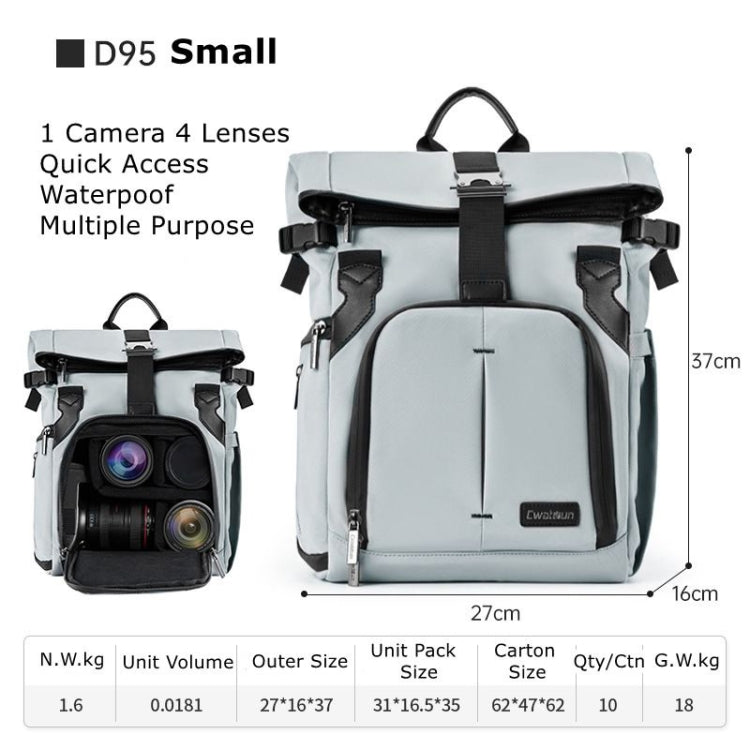 Cwatcun D95 Large Capacity Photography Backpack Shoulders Laptop Camera Bag, Size:27 x 37 x 16cm(Silver Grey) - free shipping - PMC TechLife - Order now!