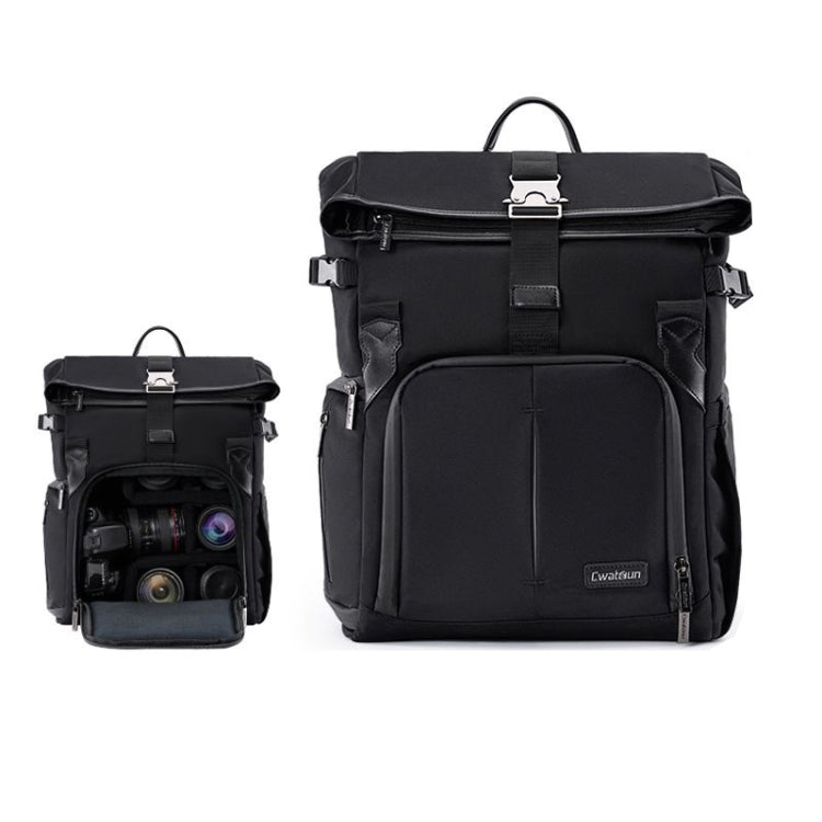 Cwatcun D95 Large Capacity Photography Backpack Shoulders Laptop Camera Bag, Size:30.5 x 18 x 38cm(Dark Black) - free shipping - PMC TechLife - Order now!