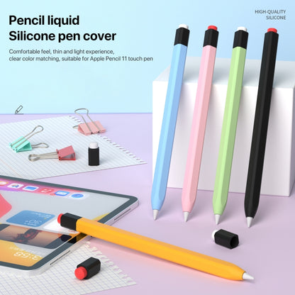 For Apple Pencil 1 Retro Pencil Style Liquid Silicone Stylus Case(Light Green) - Pencil Accessories by PMC Jewellery | Online Shopping South Africa | PMC Jewellery | Buy Now Pay Later Mobicred