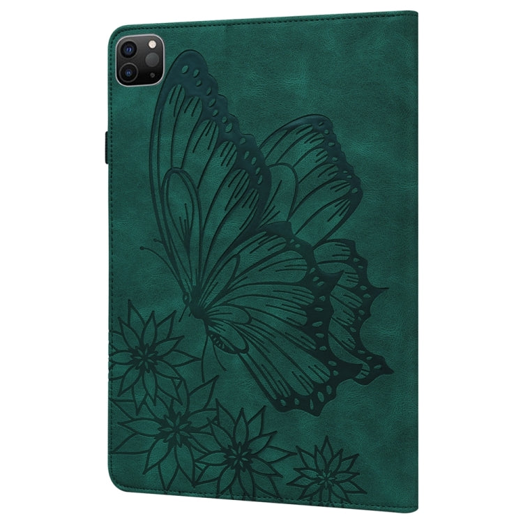 For iPad Pro 12.9 2022 / Air 13 2024 Big Butterfly Embossed Leather Tablet Case(Green) - iPad Pro 12.9 (2022/2021) Cases by PMC TechLife | Online Shopping South Africa | PMC TechLife | Buy Now Pay Later Mobicred
