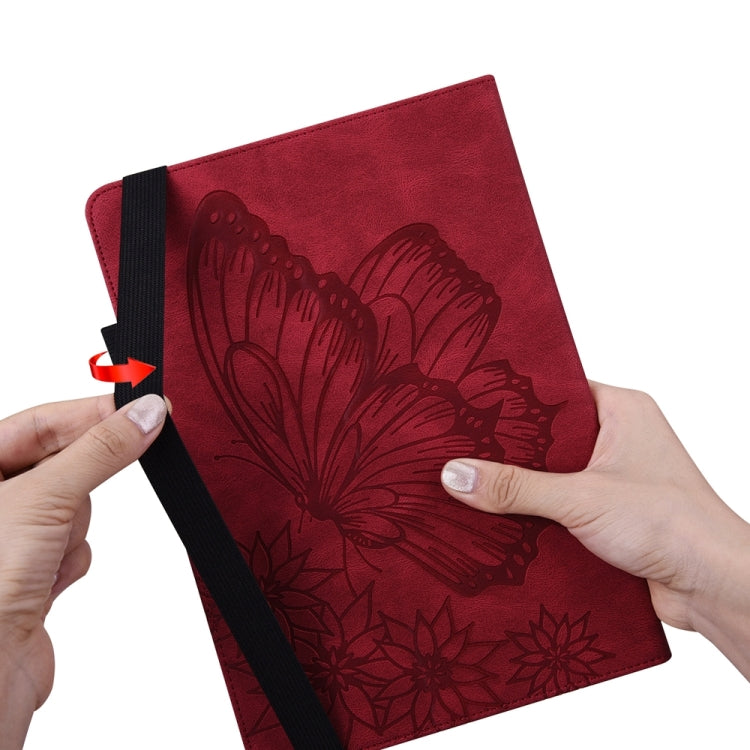For iPad Pro 12.9 2022 / Air 13 2024 / 2025 Big Butterfly Embossed Leather Tablet Case(Red) - iPad Pro 12.9 (2022/2021) Cases by PMC TechLife | Online Shopping South Africa | PMC TechLife | Buy Now Pay Later Mobicred