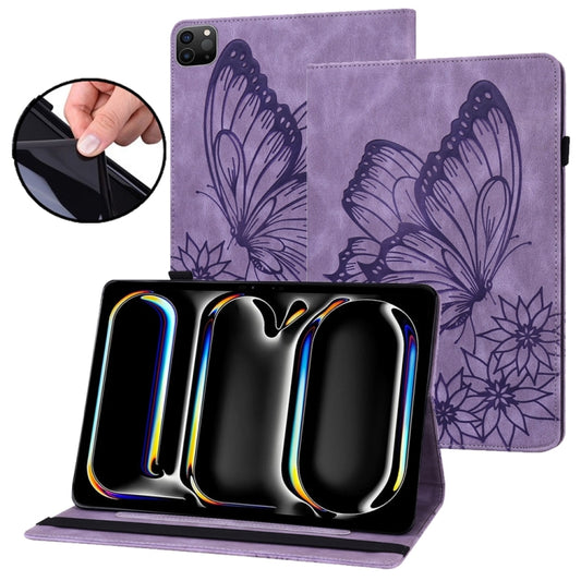 For iPad Pro 11 2024 Big Butterfly Embossed Leather Tablet Case(Purple) - iPad Pro 11 2024 Cases by PMC Jewellery | Online Shopping South Africa | PMC Jewellery | Buy Now Pay Later Mobicred