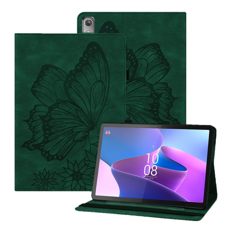 For Lenovo Tab P12 / Xiaoxin Pad Pro 12.7 Big Butterfly Embossed Leather Tablet Case(Green) - Lenovo by PMC TechLife | Online Shopping South Africa | PMC TechLife | Buy Now Pay Later Mobicred
