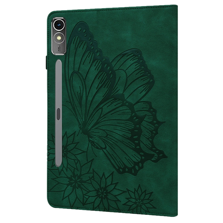 For Lenovo Tab P12 / Xiaoxin Pad Pro 12.7 Big Butterfly Embossed Leather Tablet Case(Green) - Lenovo by PMC TechLife | Online Shopping South Africa | PMC TechLife | Buy Now Pay Later Mobicred