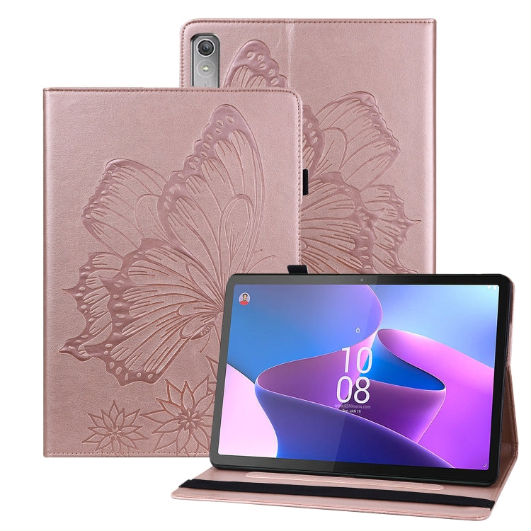 For Lenovo Tab P12 / Xiaoxin Pad Pro 12.7 Big Butterfly Embossed Leather Tablet Case(Rose Gold) - Lenovo by PMC TechLife | Online Shopping South Africa | PMC TechLife | Buy Now Pay Later Mobicred