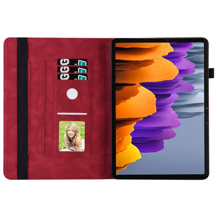 For Samsung Galaxy Tab S9 Ultra / S8 Ultra Big Butterfly Embossed Leather Tablet Case(Red) - Galaxy Tab S9 Ultra Cases by PMC Jewellery | Online Shopping South Africa | PMC Jewellery | Buy Now Pay Later Mobicred