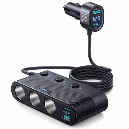 JOYROOM JR-CCL01 139W 7 in 1 Cigarette Lighter Splitter Car Charger(Black) - Car Charger by JOYROOM | Online Shopping South Africa | PMC Jewellery | Buy Now Pay Later Mobicred