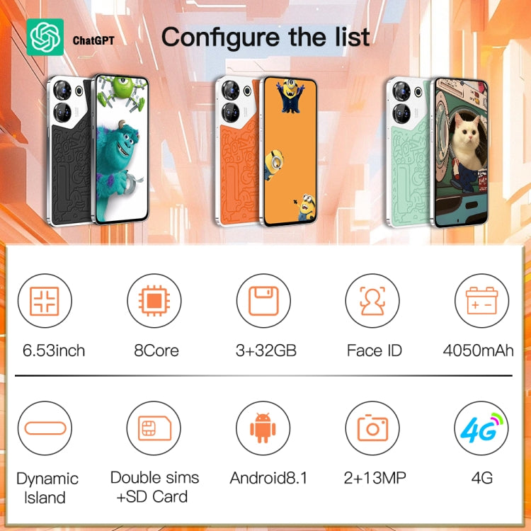 C20 Art Edition, 3GB+32GB, 6.53 inch Face Identification Android 8.1 MTK6753 Octa Core , Network: 4G, Dual SIM(Orange) -  by PMC TechLife | Online Shopping South Africa | PMC TechLife