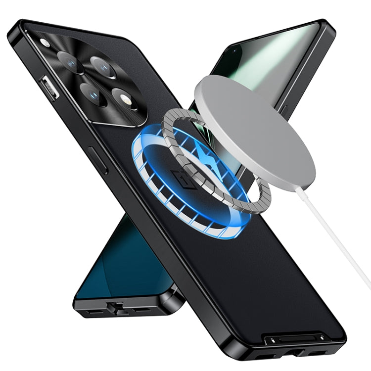 For OnePlus 12 MagSafe Magnetic Frosted Metal Phone Case(Black) - OnePlus Cases by PMC TechLife | Online Shopping South Africa | PMC TechLife