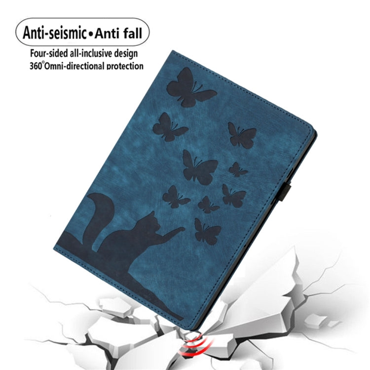 For iPad Air 13 2024 / Air 13 2025 Butterfly Cat Embossing Leather Tablet Case(Dark Blue) - free shipping - PMC TechLife - Order now!
