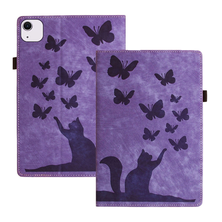 For iPad Air 11 2024 / Pro 11 2021 / 2020 Butterfly Cat Embossing Leather Tablet Case(Purple) - iPad Air 11 2024 Cases by PMC Jewellery | Online Shopping South Africa | PMC Jewellery | Buy Now Pay Later Mobicred