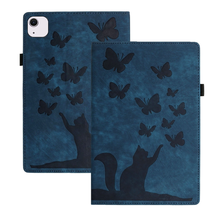 For iPad Air 11 2024 / Pro 11 2021 / 2020 Butterfly Cat Embossing Leather Tablet Case(Dark Blue) - iPad Air 11 2024 Cases by PMC Jewellery | Online Shopping South Africa | PMC Jewellery | Buy Now Pay Later Mobicred