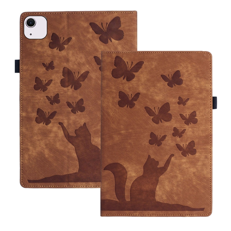 For iPad Air 11 2024 / Pro 11 2021 / 2020 Butterfly Cat Embossing Leather Tablet Case(Brown) - iPad Air 11 2024 Cases by PMC TechLife | Online Shopping South Africa | PMC TechLife | Buy Now Pay Later Mobicred