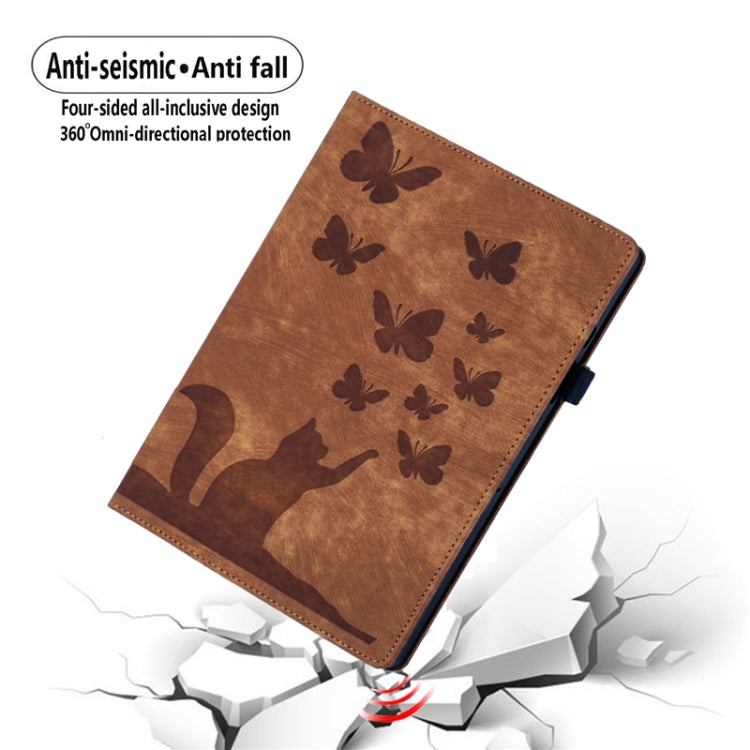 For iPad Air 11 2024 / Pro 11 2021 / 2020 Butterfly Cat Embossing Leather Tablet Case(Brown) - iPad Air 11 2024 Cases by PMC TechLife | Online Shopping South Africa | PMC TechLife | Buy Now Pay Later Mobicred