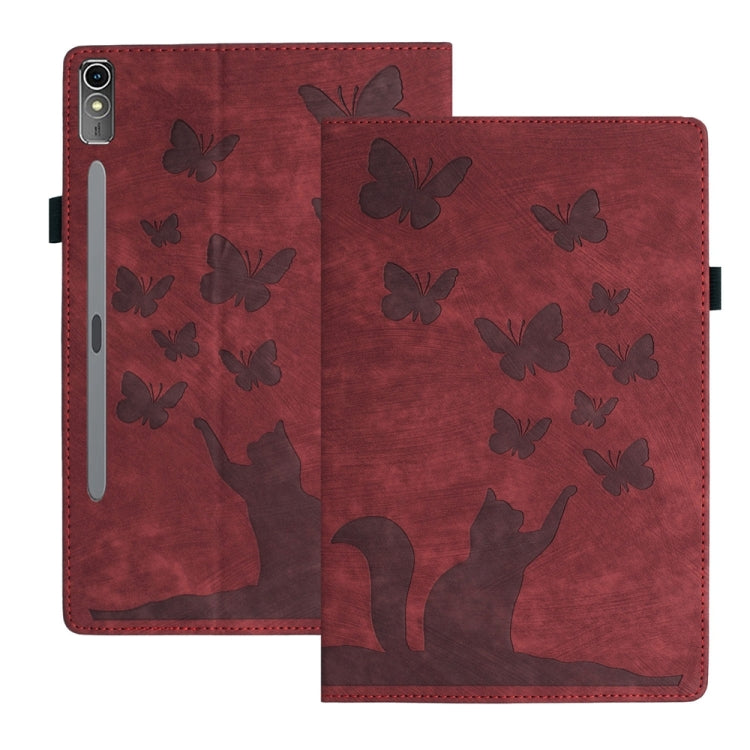 For Lenovo Tab P12 / Xiaoxin Pad Pro 12.7 Butterfly Cat Embossing Leather Tablet Case(Red) - Lenovo by PMC TechLife | Online Shopping South Africa | PMC TechLife | Buy Now Pay Later Mobicred