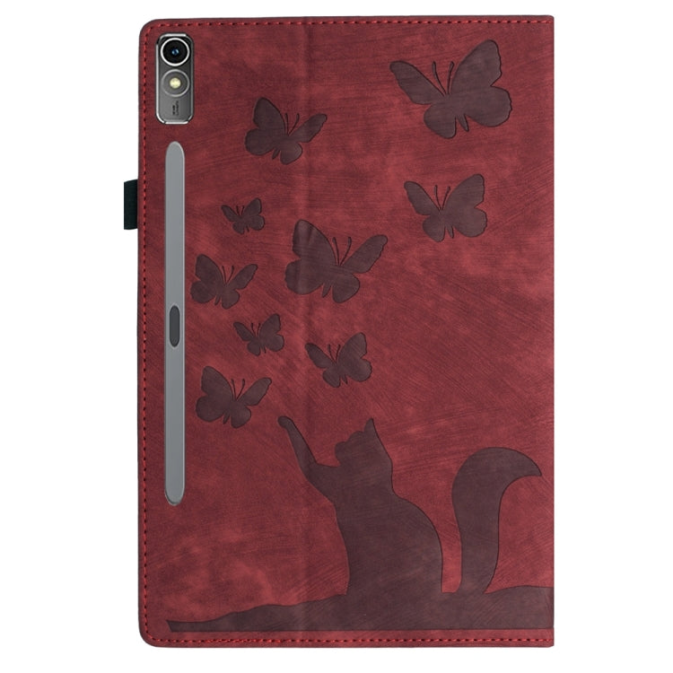 For Lenovo Tab P12 / Xiaoxin Pad Pro 12.7 Butterfly Cat Embossing Leather Tablet Case(Red) - Lenovo by PMC TechLife | Online Shopping South Africa | PMC TechLife | Buy Now Pay Later Mobicred