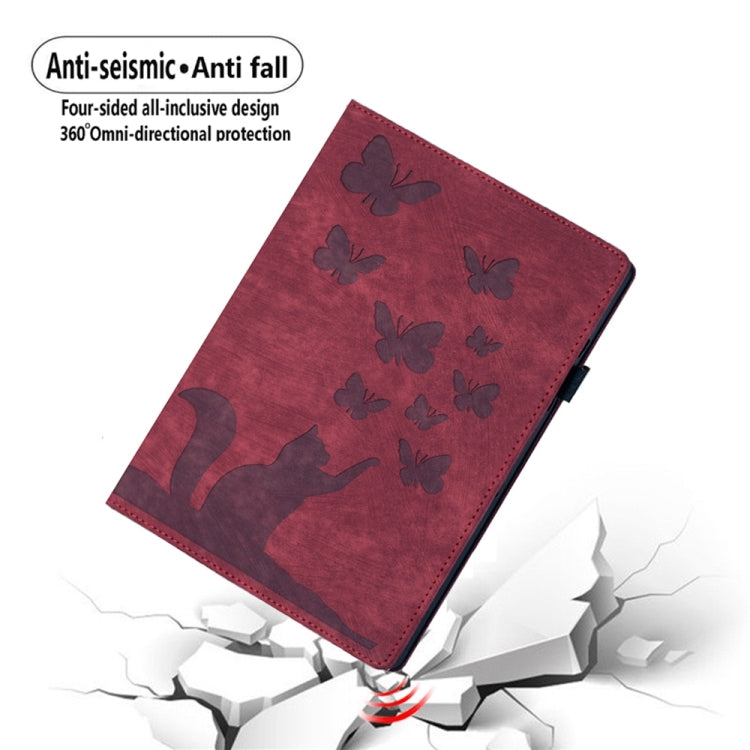 For Lenovo Tab P12 / Xiaoxin Pad Pro 12.7 Butterfly Cat Embossing Leather Tablet Case(Red) - Lenovo by PMC TechLife | Online Shopping South Africa | PMC TechLife | Buy Now Pay Later Mobicred