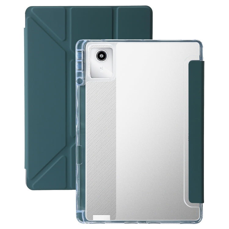 For Lenovo Tab M11 /Xiaoxin Pad 11 2024 Clear Acrylic Deformation Leather Tablet Case(Deep Green) - Lenovo by PMC Jewellery | Online Shopping South Africa | PMC Jewellery | Buy Now Pay Later Mobicred